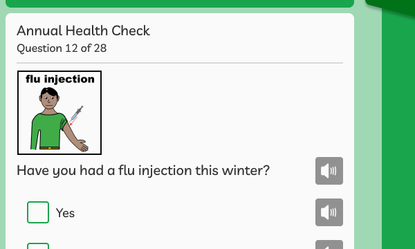 Hear Me Now Annual Health Check questionnaire screenshot