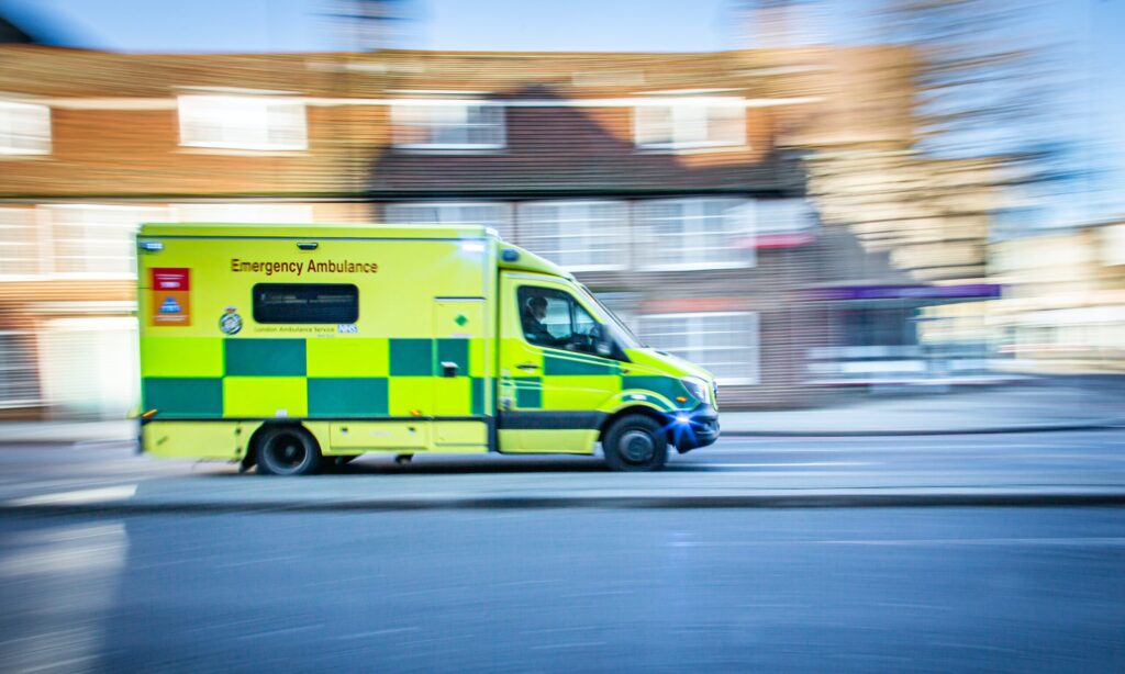 Ambulance with a blurred background