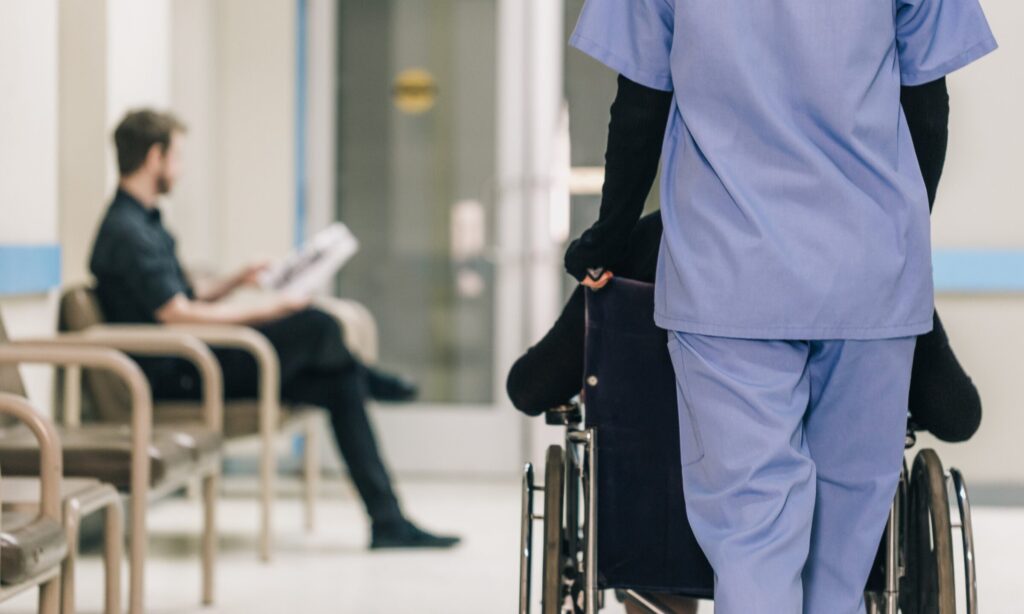 Person being pushed in a wheelchair