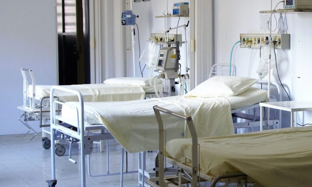 Beds in a hospital ward
