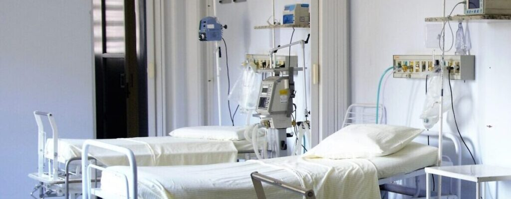 Beds in a hospital ward